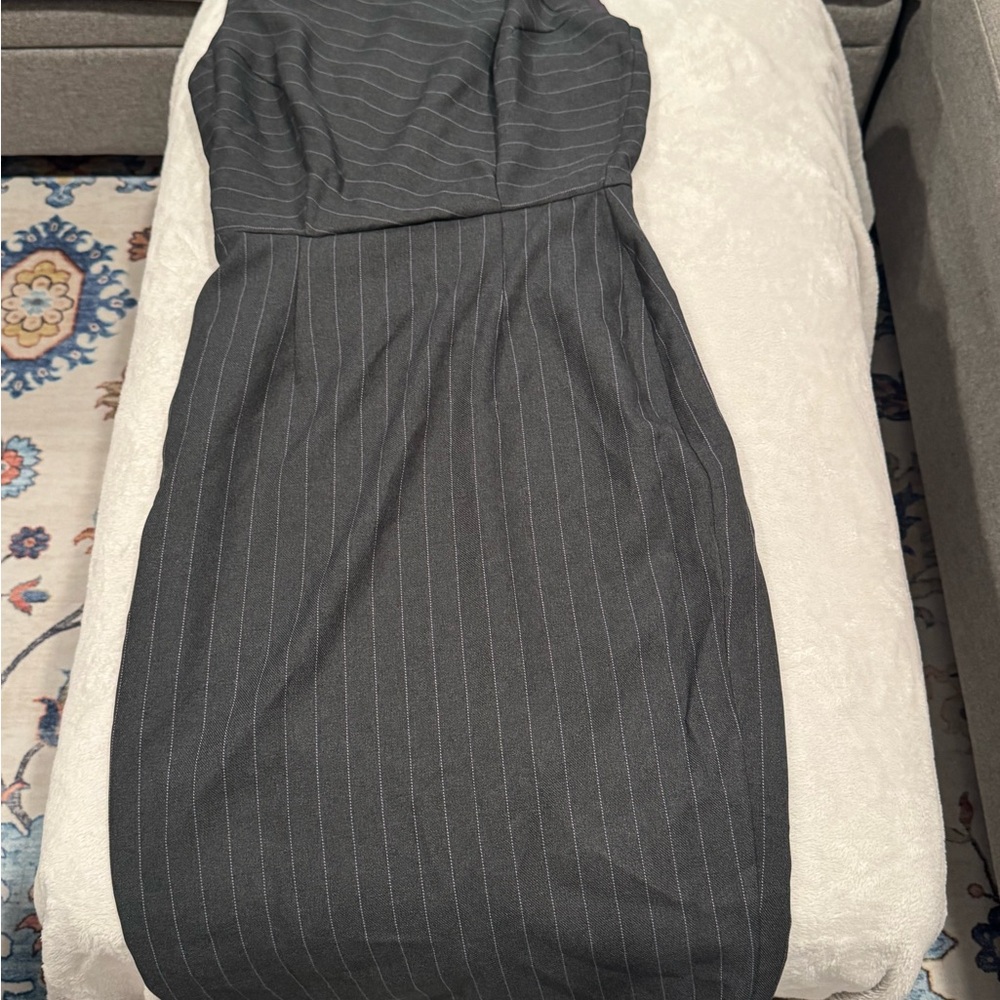 Elegant Gray Pinstripe Dress